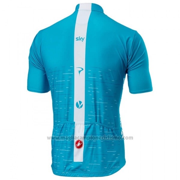 2018 Abbigliamento Ciclismo Sky Blu Bianco Manica Corta e Salopette